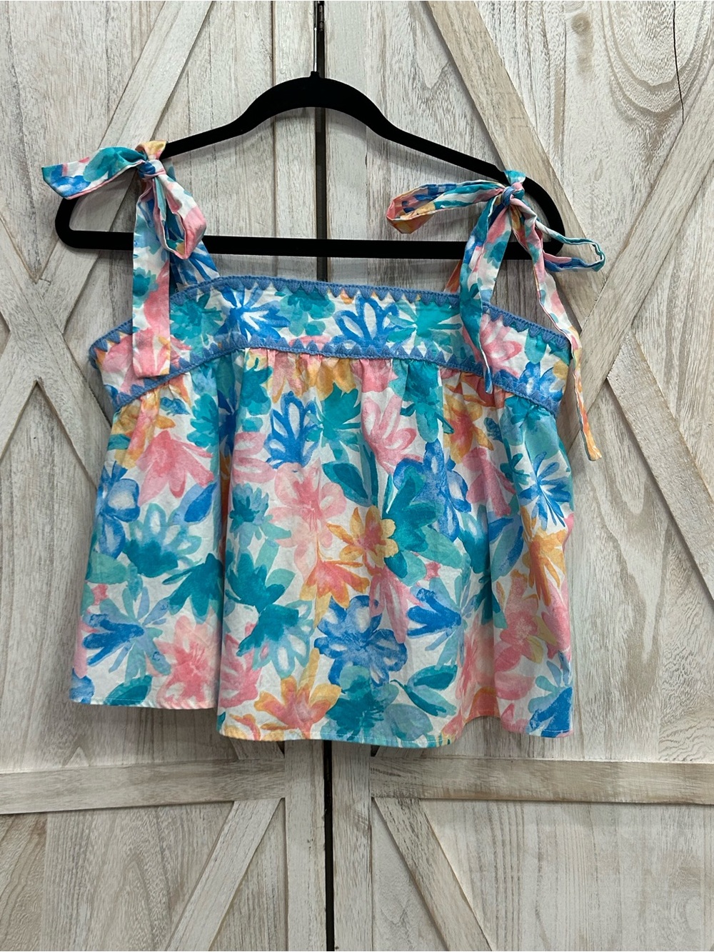 Tie-Shoulder Floral Tank Top - Multicolor